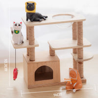 Miniature Wooden Cat Tree | Dollhouse Miniature & Diorama Shop