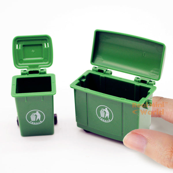 Miniature Real Public Trash Bin (Set of 2) | Dollhouse Miniature Shop