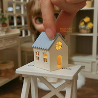 Miniature Wooden Painted House REAL Lamp | Functioning Miniature Shop