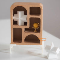 Miniature Minimalist wooden Cave Cabinet | Miniature Dollhouse Diorama Shop
