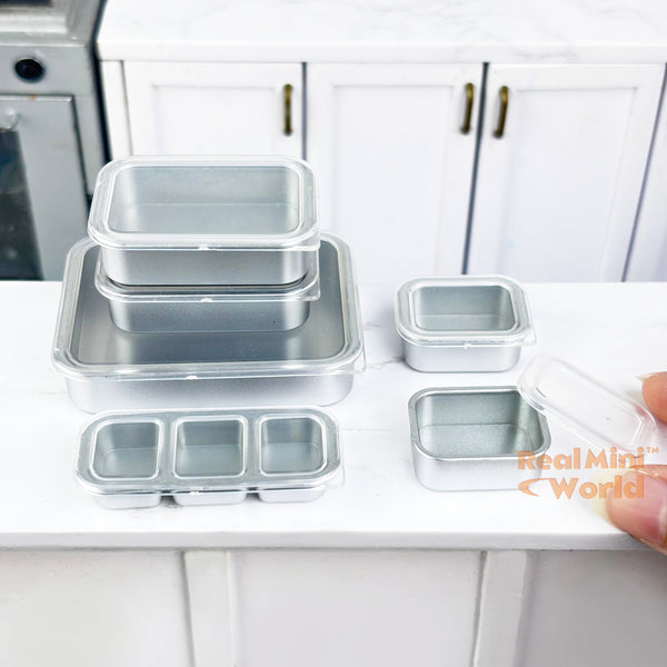 Miniature Food Container Box in Grey | Mini Food REAL Cooking SHOP