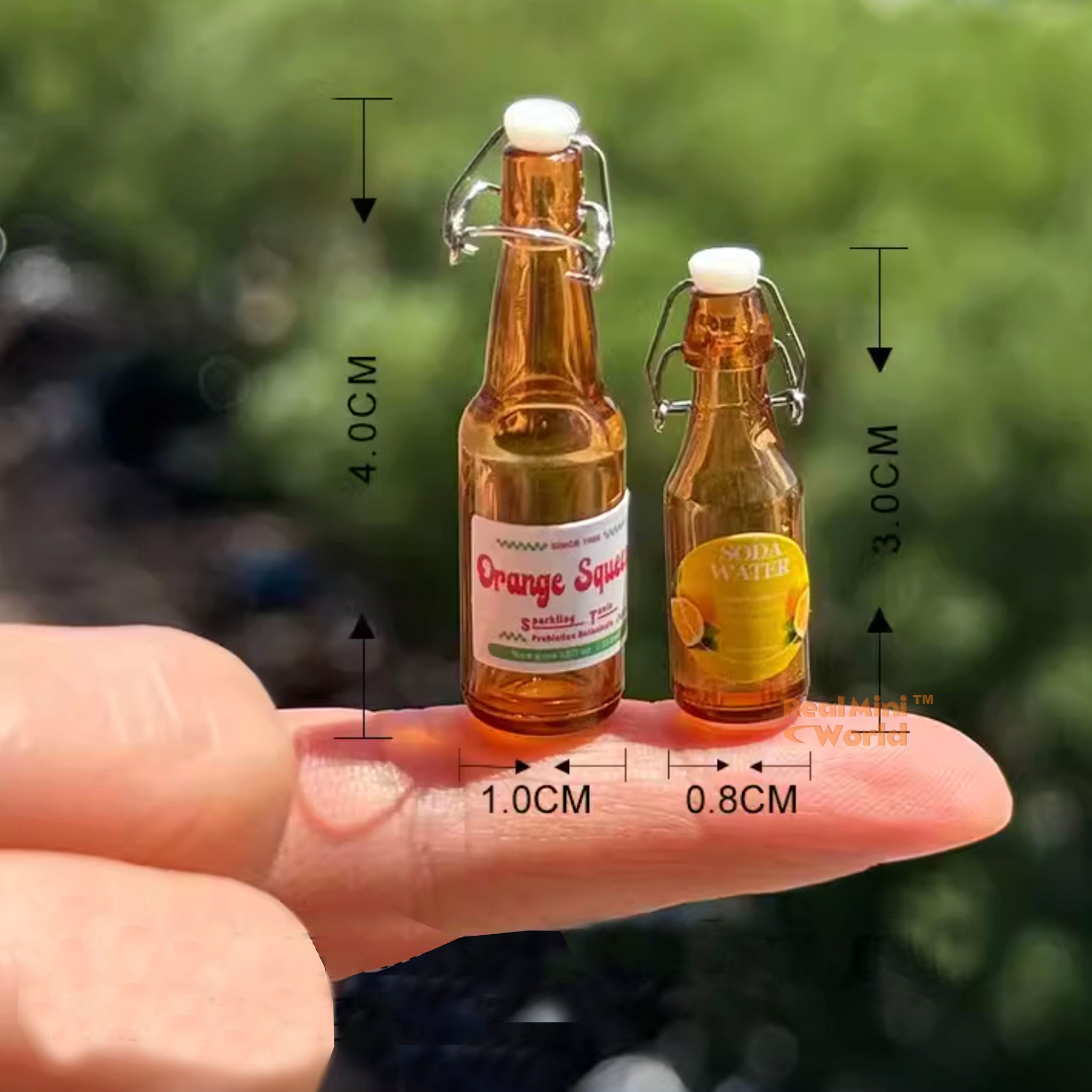 Miniature REAL Orange Squash Bottle Set in Retro Style|Mini
