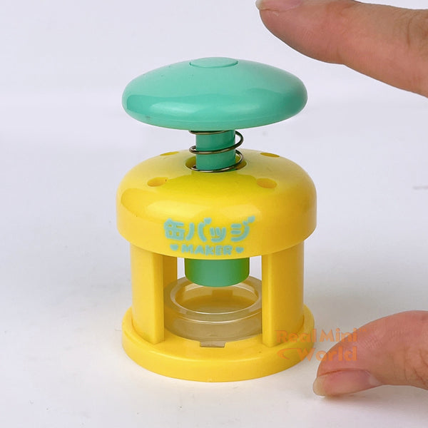 Miniature REAL Badge Maker Set (Yellow) | Functioning Miniature Shop