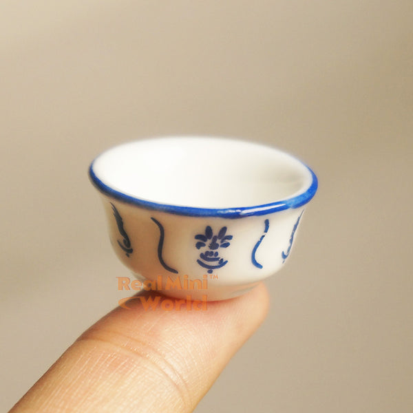 Miniature Hand-Painted Porcelain Bowl | Tiny REAL Food Cooking Shop