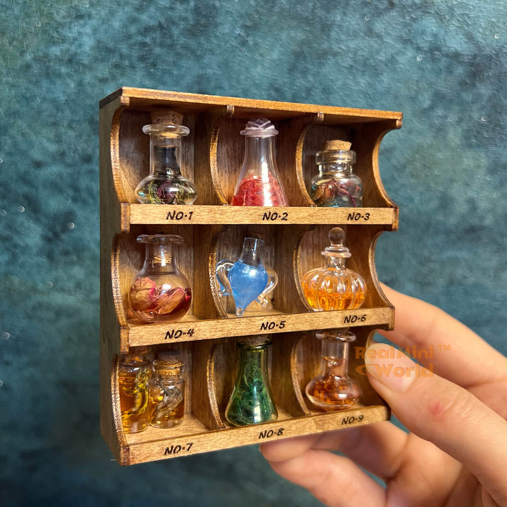 Potion Rack Miniature Wooden Potion Rack | Dollhouse Miniature Shop – Real Mini World