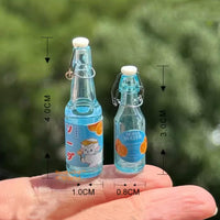 Miniature REAL Blue Soda Bottle Set in Retro Style | Mini Cooking Shop