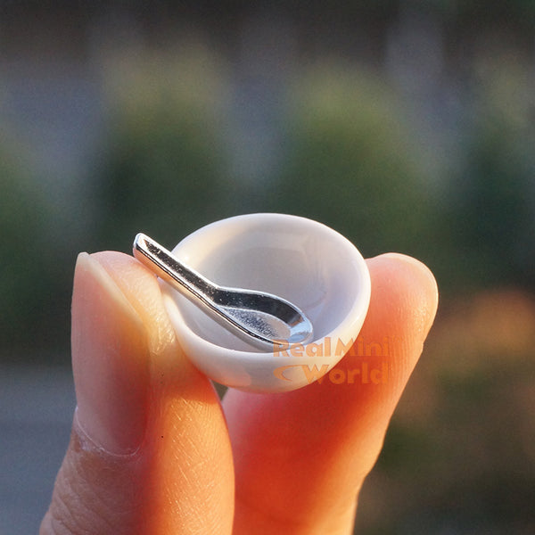 Miniature Ceramic Bowl Soup Spoon | Tiny Food Cooking Shop