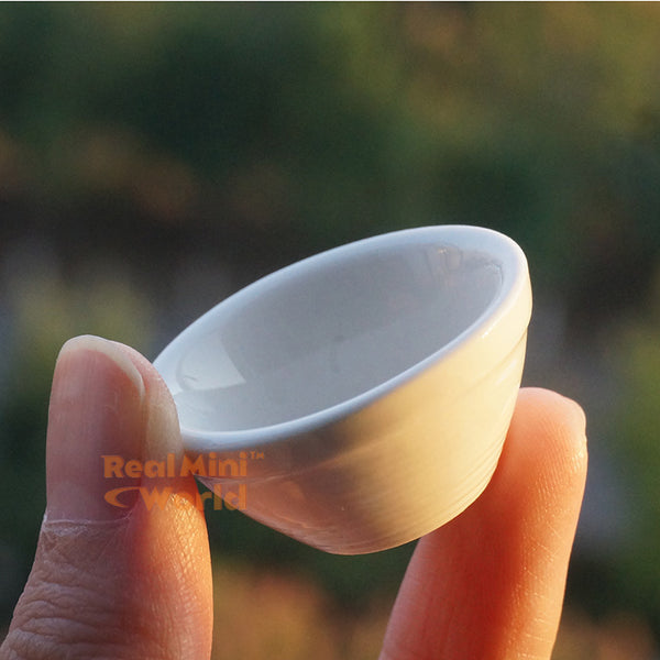 Miniature Simple White Ceramic Bowl | Tiny REAL Food Cooking Shop