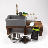 Mini Kitchen REAL Working Faucet Sink Brick Style : real water flow