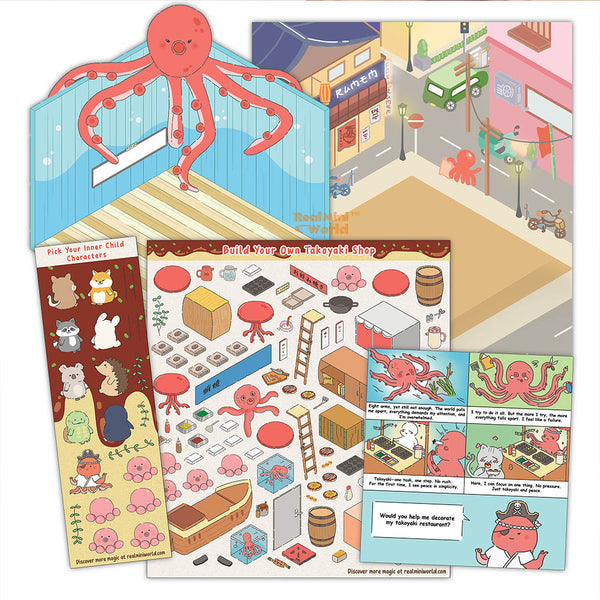 Takoyaki Shop Isometric Deco Sticker Kit | Real Mini World