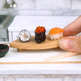 Miniature Wooden Sushi Geta Curve Plate | Japanese Mini Cooking Shop