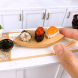 Miniature Wooden Sushi Geta Curve Plate | Japanese Mini Cooking Shop