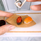 Miniature Wooden Sushi Geta Curve Plate | Japanese Mini Cooking Shop