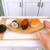 Miniature Wooden Sushi Geta Curve Plate | Japanese Mini Cooking Shop