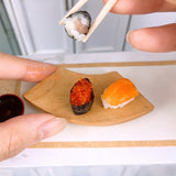 Miniature Wooden Sushi Geta Curve Plate | Japanese Mini Cooking Shop
