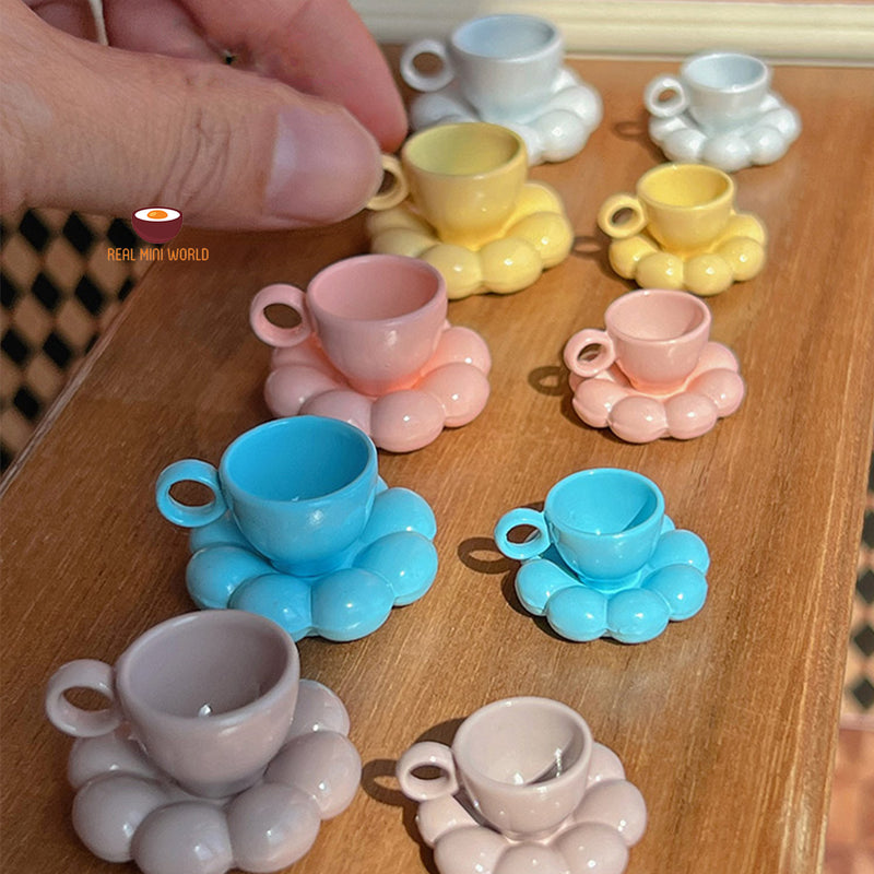 Miniature Korean Cloud Coffee Mug Coaster Set | Mini Cooking Shop