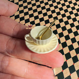 Miniature Coffee Mug and Plate Set yellow | Mini Food Cooking Shop