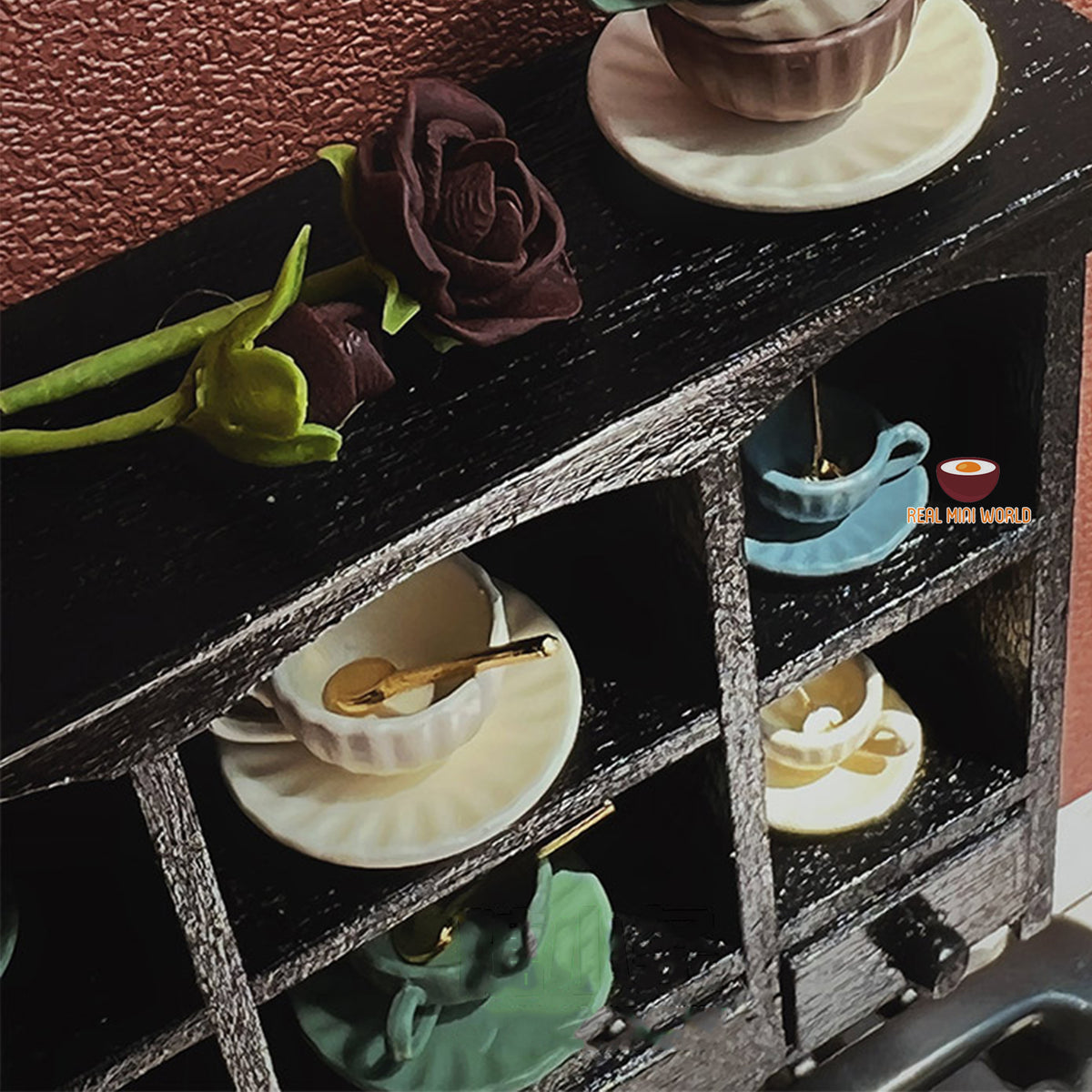 Miniature Grey Wall Mounted Kitchenware Cabinet | Mini Cooking Shop ...