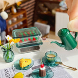 Miniature Classic Mug & Plate set 1:6 green | Mini Cooking Store | Tiny Baking Shop
