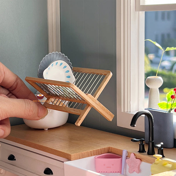 Miniature Wood Drying Racks  For Mini Real Cooking Kitchen Set