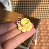 Miniature Korean Cloud Coffee Mug Coaster Set YELLOW | Mini Cooking Shop