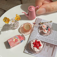 Miniature Classic Mug & Plate set 1:6 pink | Mini Cooking Store | Tiny Baking Shop