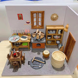 Miniature kitchen set (include real stove, furniture, and all cookwares to cook real tiny food)