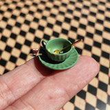 Miniature Coffee Mug and Plate Set green | Mini Food Cooking Shop