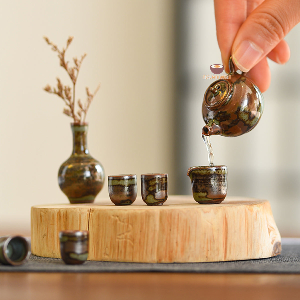 Miniature Artisan Porcelain Real Tea Pot Set | Mini Real Cooking Shop ...