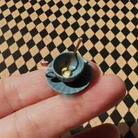 Miniature Coffee Mug and Plate Set blue | Mini Food Cooking Shop