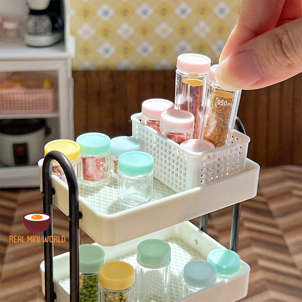 Miniature Cooking Spices Jar Organizer Rack | Mini Cooking Shop – Real ...