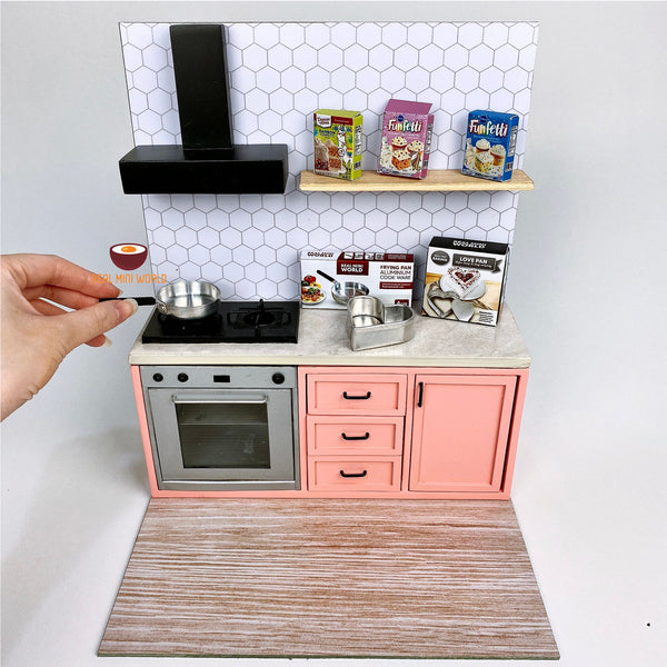 Mini Cooking Kitchen Mini 2in1 REAL Baking & Cooking Kitchen Set Minimalist Peach|Tiny food ...
