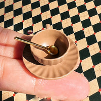 Miniature Coffee Mug and Plate Set | Mini Food Cooking Shop | Real Mini World