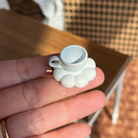 Miniature Korean Cloud Coffee Mug Coaster Set WHITE | Mini Cooking Shop