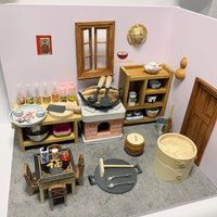 Miniature kitchen set (include real stove, furniture, and all cookwares to cook real tiny food)