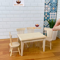 Miniature dollhouse dining table and chair | Real Mini World
