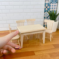 Miniature dollhouse dining table and chair | Real Mini World