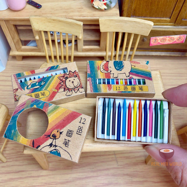 Miniature REAL Crayon Set : create tiny drawings | Dollhouse Miniature | Real Mini World