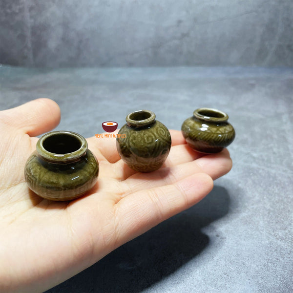 Miniature Cooking Ceramic Jar (Set of 3) | Tiny Food Cooking Store