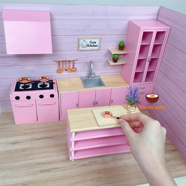 Miniature Real Cooking Kitchen Full Set installation  Mini kitchen Real utensils  collection set #05 