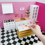 Custom Your Own Miniature kitchen set (include real stove, sink, furniture, and cookwares to cook tiny food)