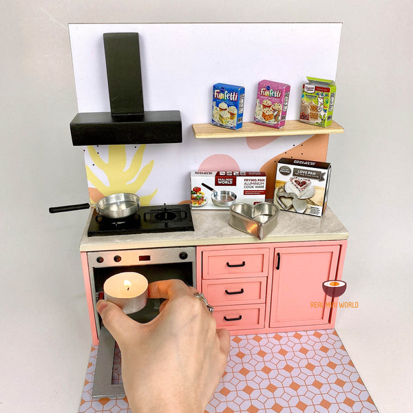 Mini 2in1 REAL Baking & Cooking Kitchen Set  Miniature Cooking Shop – Real  Mini World