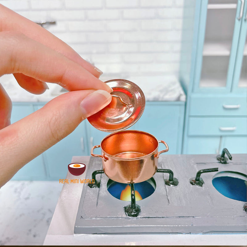 Odoria Marmite Miniature 1/12 En Cuivre - Accessoire Maison De Poupée - Déco Cuisine - 4x2,8x2,2 Cm