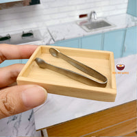 Miniature Real Bakery Tray and Tongs | mini cooking shop