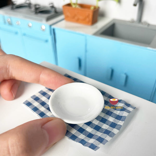 Miniature Simple Ceramic Bowl Plate | Mini Cooking Shop