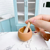 Miniature Cooking Mortar and Wooden Pestle Set : cook real mini food | Mini kitchen set | mini cooking shop