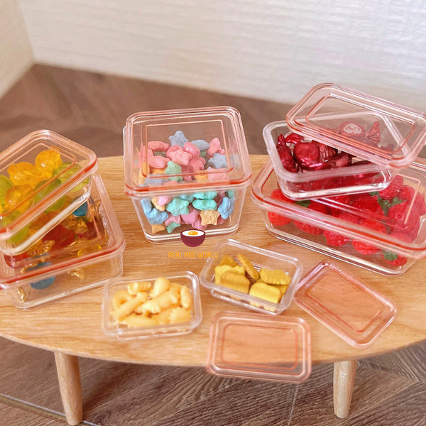 Miniature REAL food storage box pink (set of 9 pcs): for real tiny coo –  Real Mini World