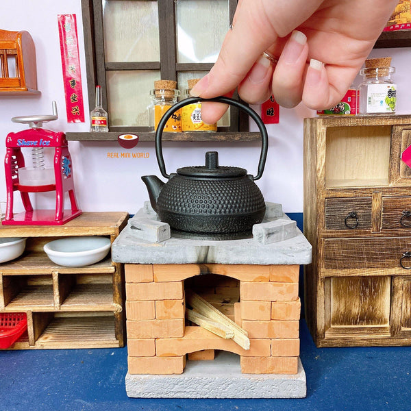 Miniature Real Cooking Iron Kettle cook real mini food at Mini Kitchen Real Mini World  tiny cooking store