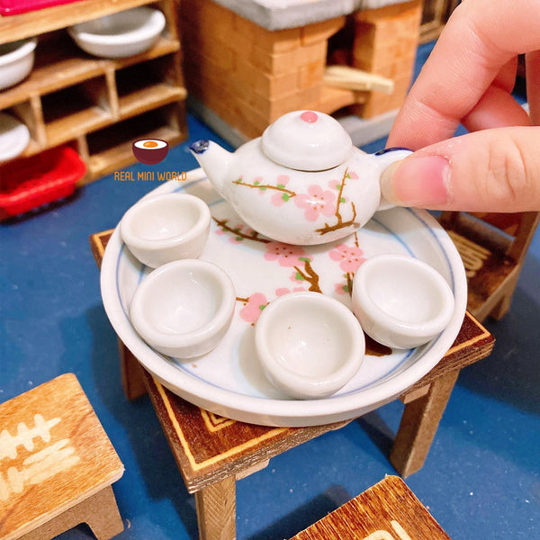 Miniature sakura blossom chinese tea set : brew and pour real tea - Real Mini World