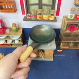 real cooking miniature iron cast frying pan with wooden grip cook tiny food